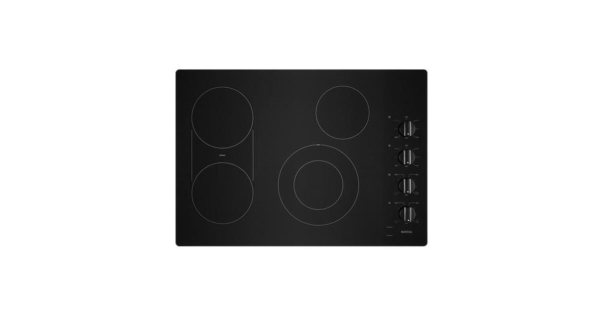 Maytag 30 in. 4-Burner Electric Cooktop with Griddle & Reversible Grill -  Black