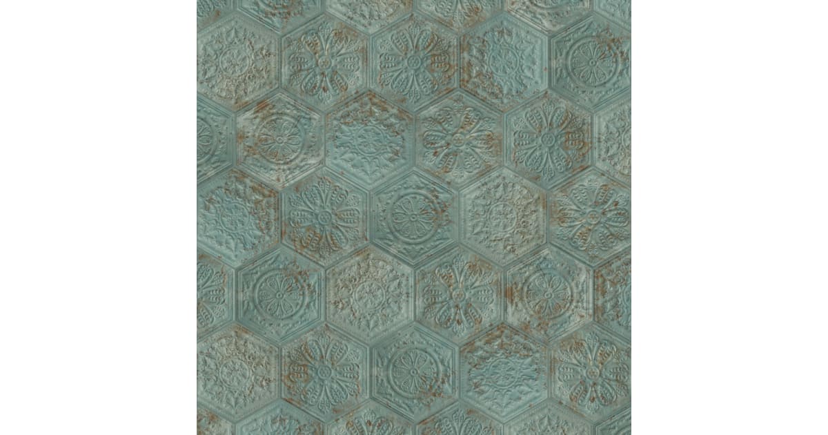 Merola Tile Rug Merola Tile FAV12XZGRD Zinc Hex 10 in. x 11 in. Hexagon Floor and Wall ...