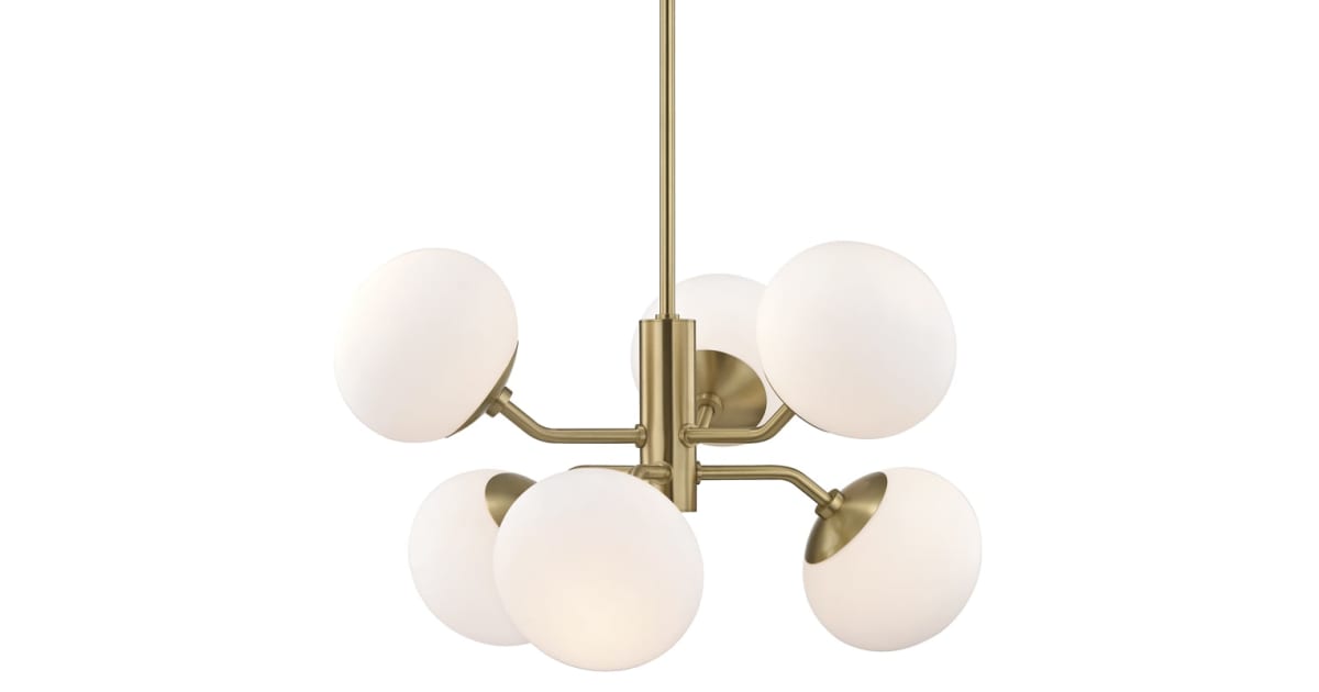 Mitzi H134806-AGB Estee 6 Light 28" Wide Globe Chandelier with Opal ...