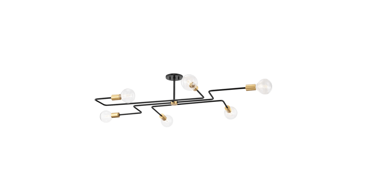 Mitzi H488606L-AGB/TBK Jena 6 Light 41" Wide Semi-Flush Ceiling Fixture ...