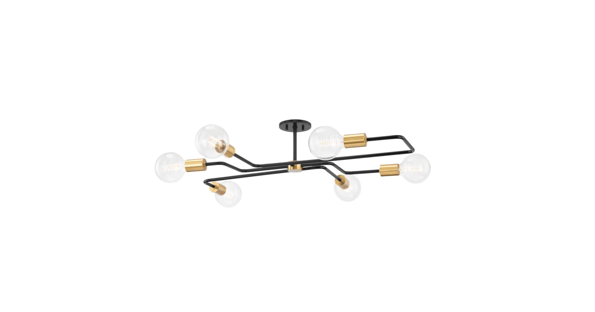Mitzi H488606S-AGB/TBK Jena 6 Light 40" Wide Semi-Flush Ceiling Fixture ...