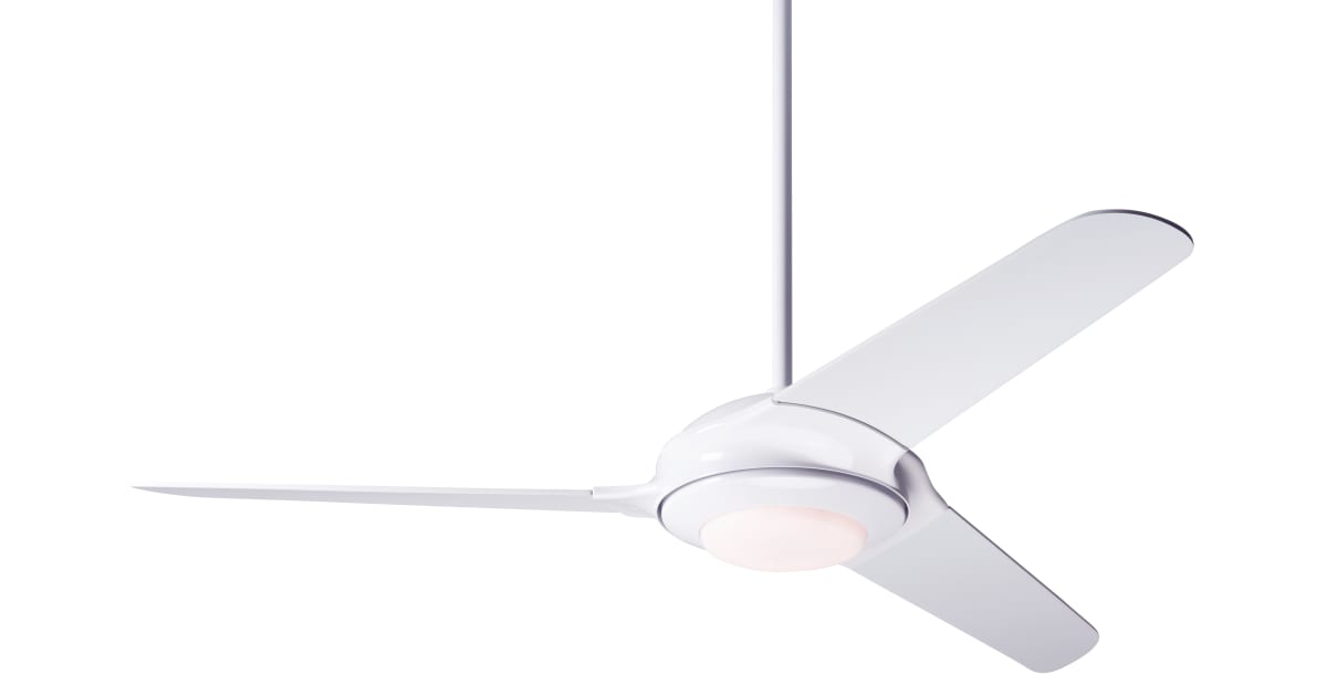 Modern Fan Co Flo Gw Flow 52 3 Blade, Contemporary White Ceiling Fan With Light
