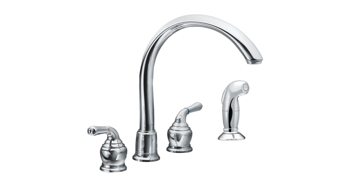 Moen 7786 Double Handle Kitchen Faucet with Gooseneck Spout and ...