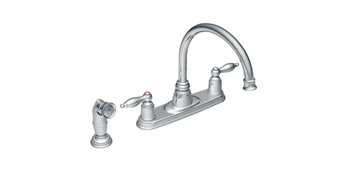 Moen CA7905 Double Handle Gooseneck Kitchen Faucet with Metal Lever ...