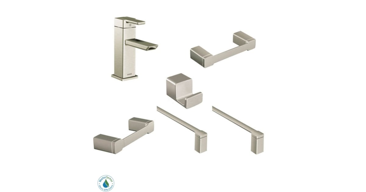 Moen 90 Degree Faucet and Accessory Bundle 3BN Bathroom