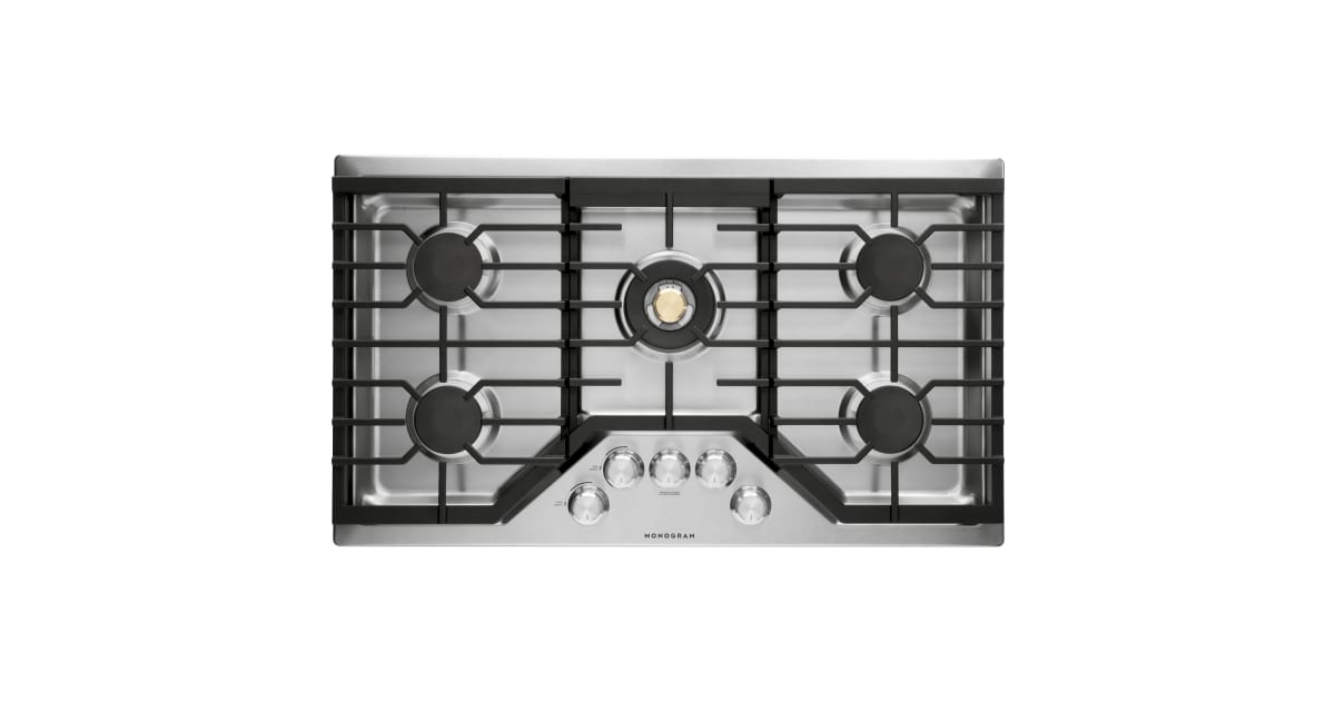 Monogram 36 Built-in Gas Cooktop w/ 4-Burners and Center Griddle SS  Stainless