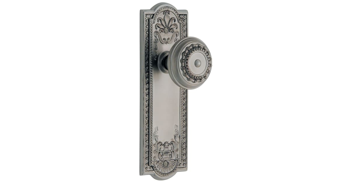 Nostalgic Warehouse Meadows Door Plate – Antique Brass With Black Porcelain Knob, Passage Set, 2.75in Backset, Hand Assembled