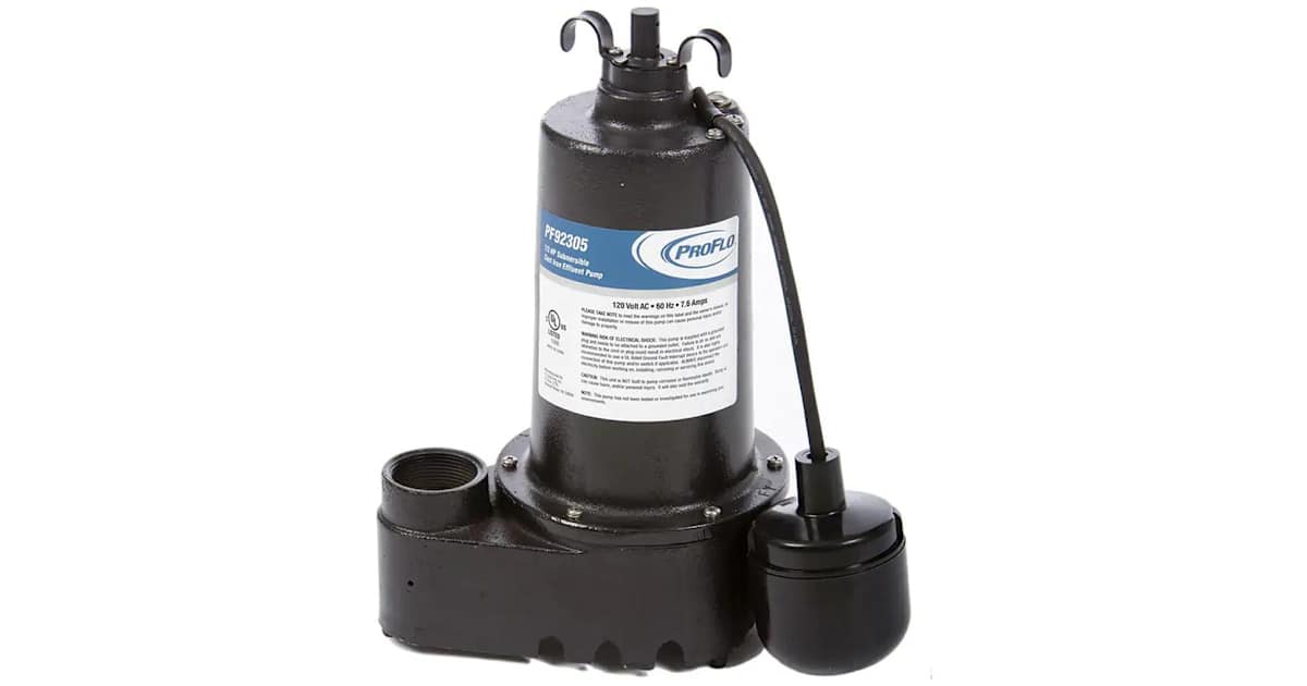 PROFLO PF92305 1/3 HP Cast Iron Submersible Effluent Pump with Tether ...