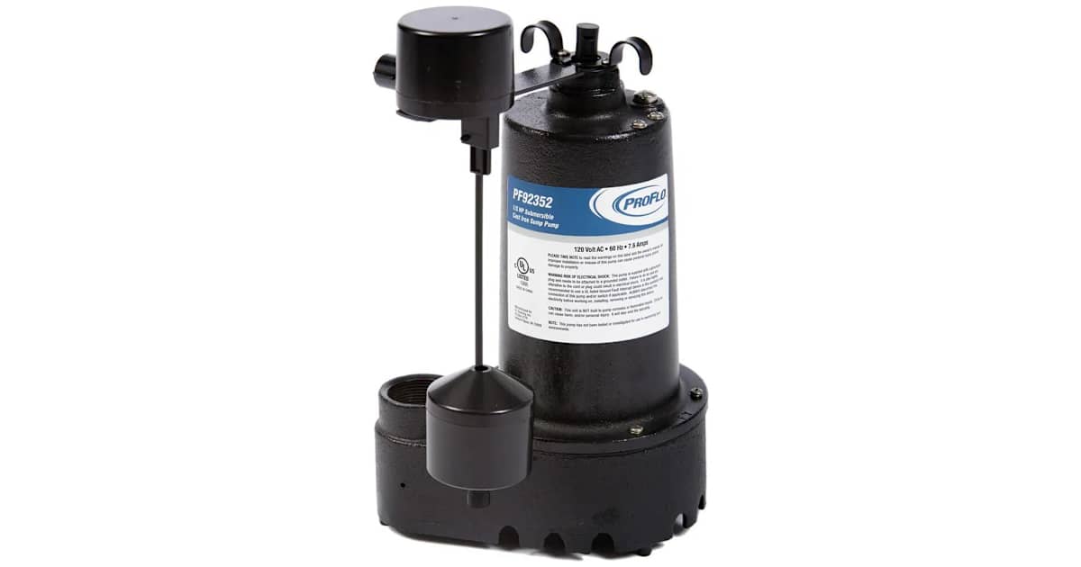 PROFLO PF92352 1/3 HP Cast Iron Submersible Sump Pump with Vertical ...