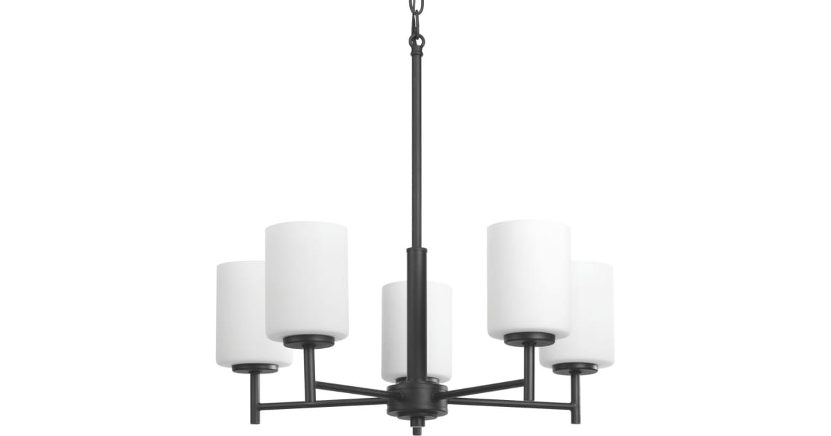 Progress Lighting P4319 31 Replay 5, Alexa Collection 5 Light Brushed Nickel Chandelier With Glass Shades
