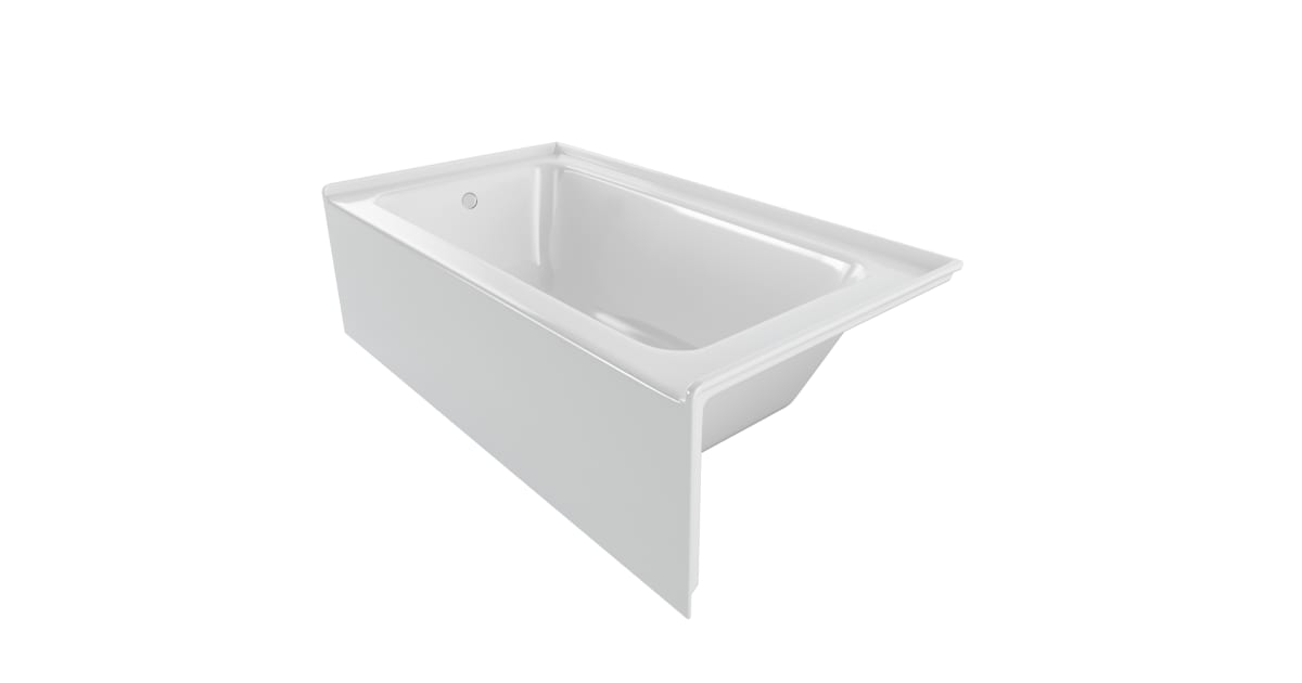 Pulse PT-2001L-32 60" Three Wall Alcove Fiberglass Soaking Tub with ...