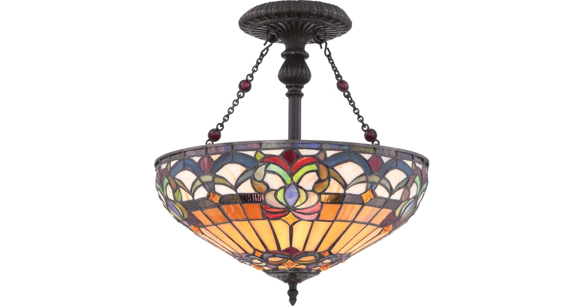 Quoizel Belle Fleur 2 Light Semi-Flush Ceiling Fixture with Tiffany ...