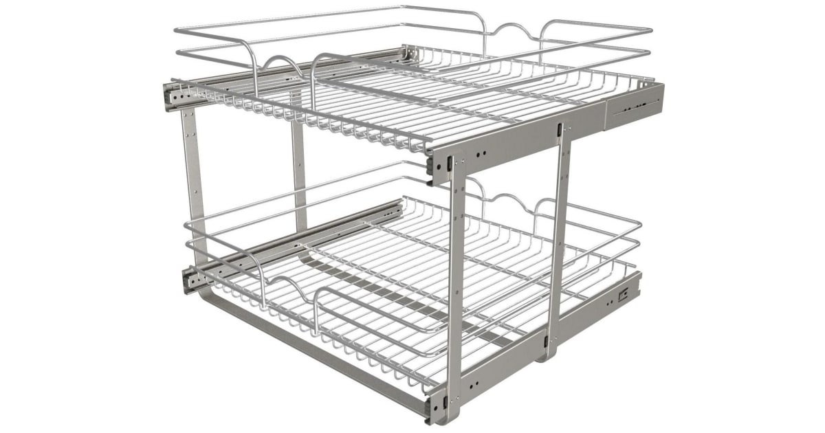 Rev-A-Shelf 5WB2-1522CR-1 15 x 22in 2-Tier Cabinet Pull Out Wire Baskets, Chrome