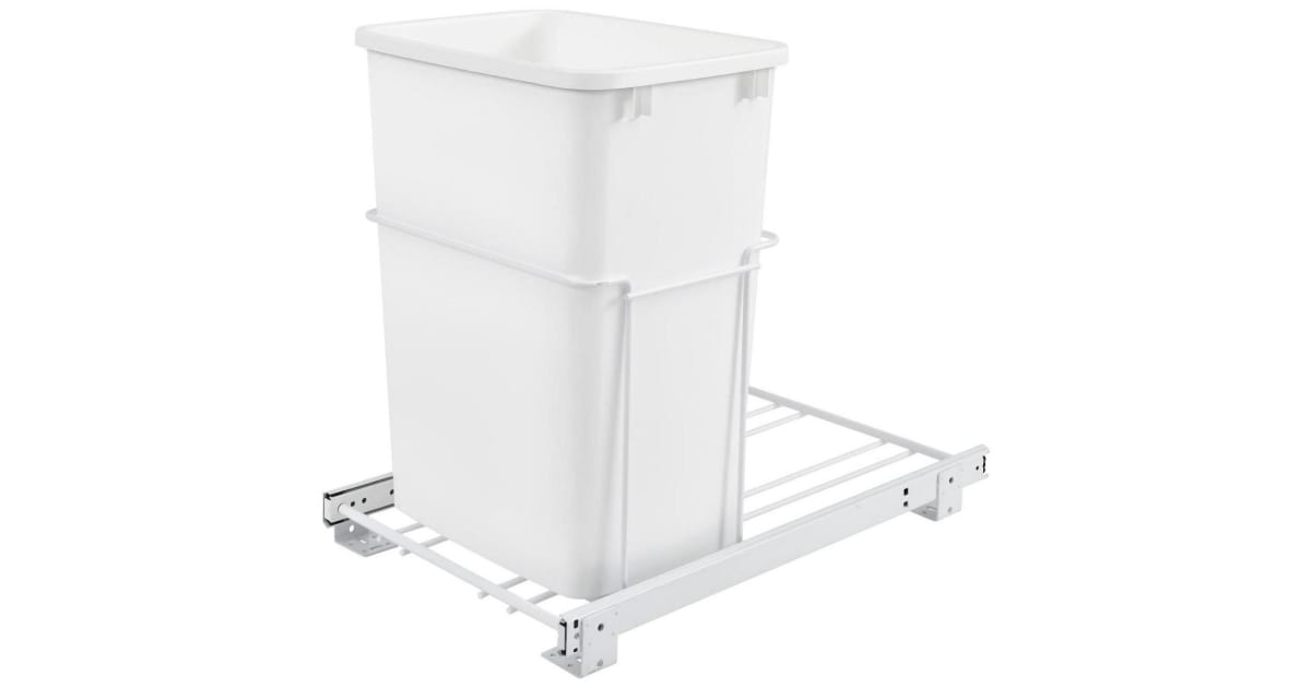 Rev-A-Shelf - RV-12PB S - Single 35 qt. Pull-Out White Waste Container