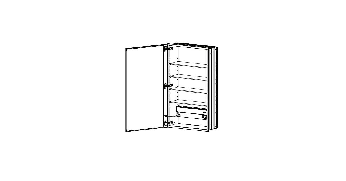 Robern MC2440D8FPLE2 24" x 40" x 8" Flat Plain Single Door
