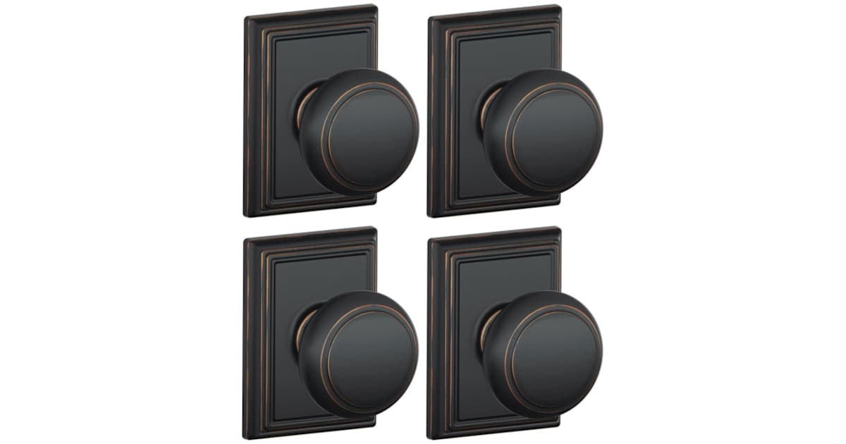 Schlage Andover Passage Door Knob Set With Decorative Trim – F10 AND 716 ADD – Aged Bronze