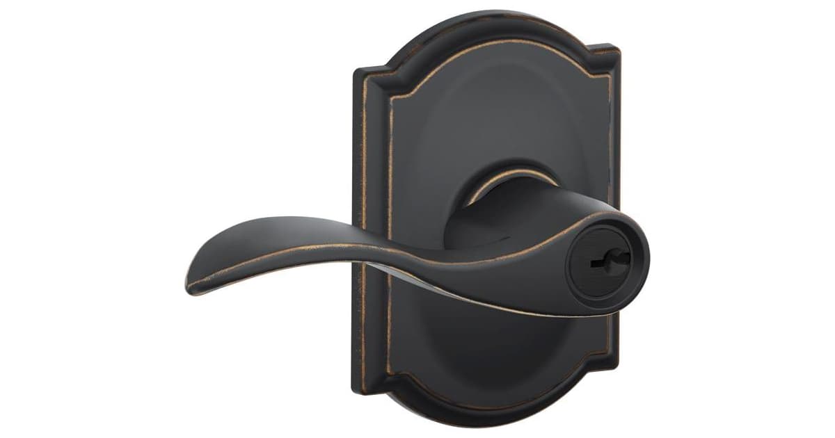 Schlage F170 ACC 716 CAM LH Left Hand Dummy Door Lever - Aged Bronze Camelot Trim