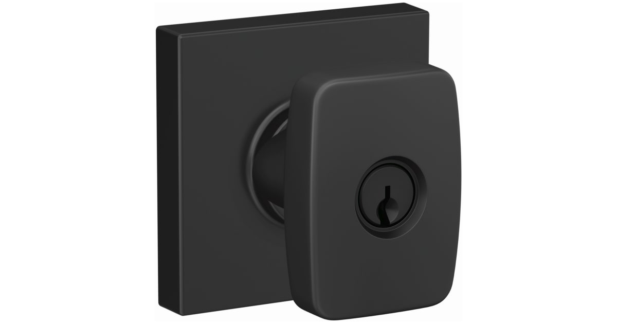 Schlage F51A LAT 622 COL Latitude Lever with Collins Trim Keyed Entry Lock,  Matte Black