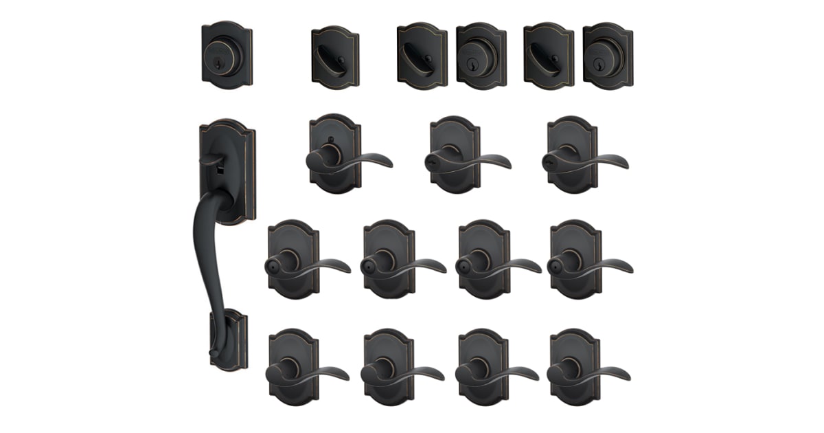 Schlage F600CAM716ACCLH Camelot Complete House Door