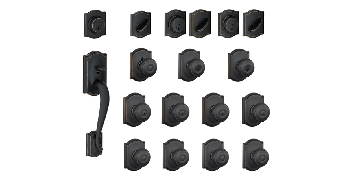 Schlage F600CAM716GEO Camelot Complete House Door Hardware