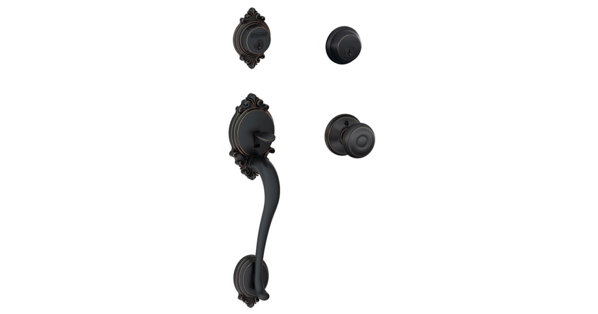 Schlage F62BRK716GEO Brookshire Double Cylinder Handleset