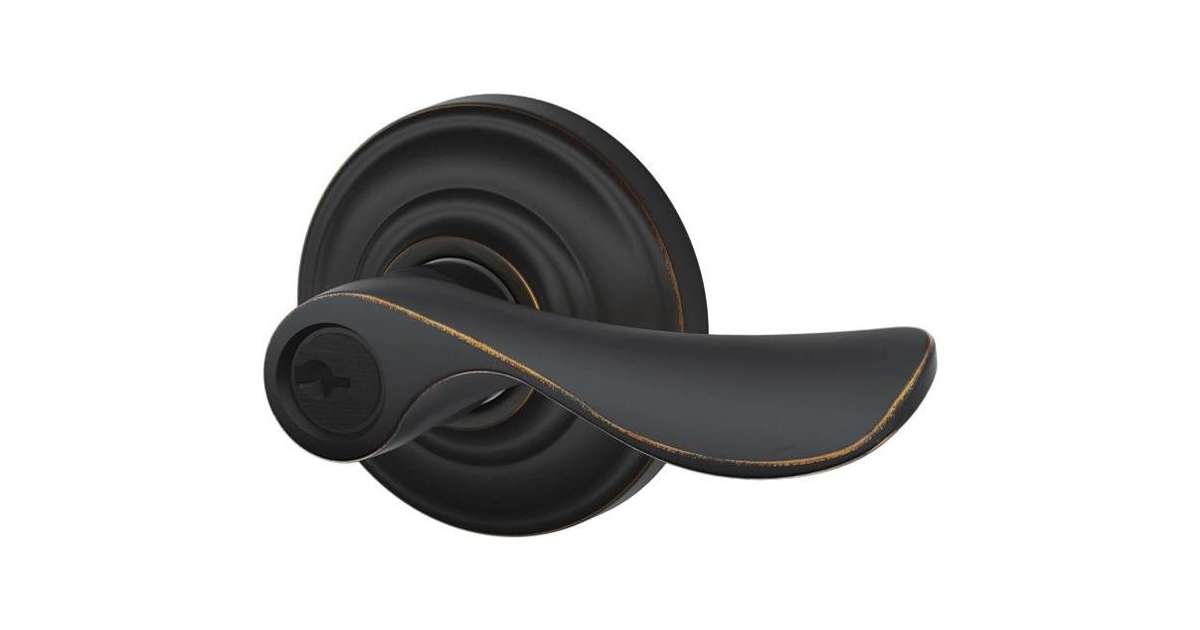 Schlage Champagne Passage Lever In Aged Bronze – Andover Rose Design, Easy Install - View #7