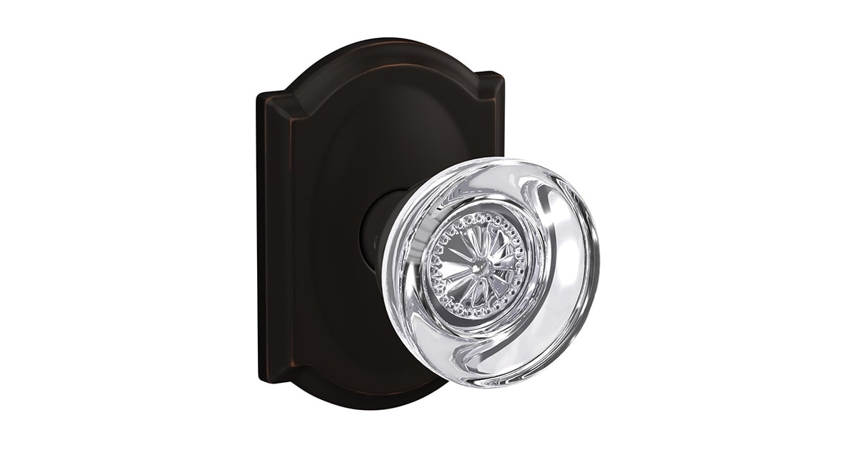 Schlage Custom Hobson Glass Knob with Collins trim in Satin Brass - Modern  - Home Office - Other - by Schlage Locks