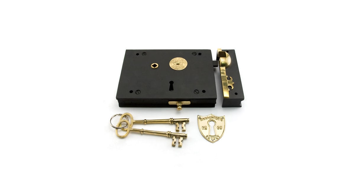Signature Hardware 248259 Cast Iron Carpenter's Rim Lock Set with 4-5/8 ...