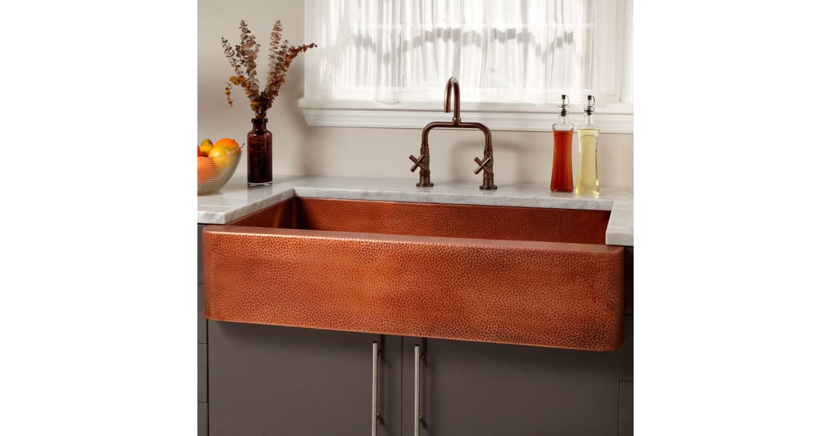 signature hardware fiona farmhouse single basin copper kitchen sink