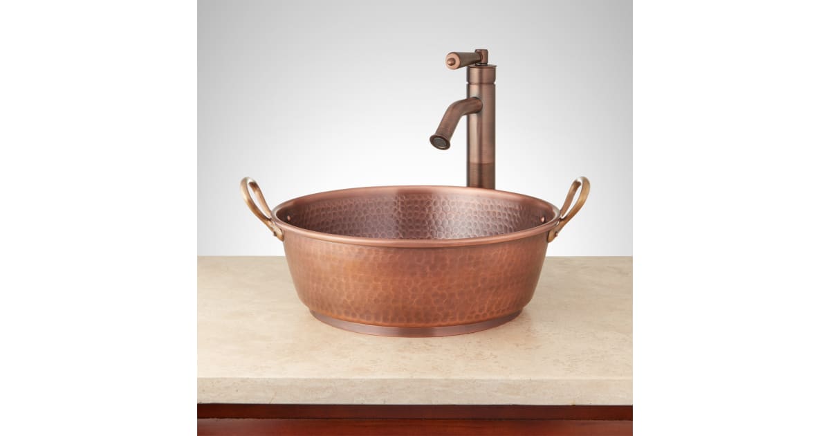 Signature Hardware 426678 18" Copper Vessel Bathroom Sink
