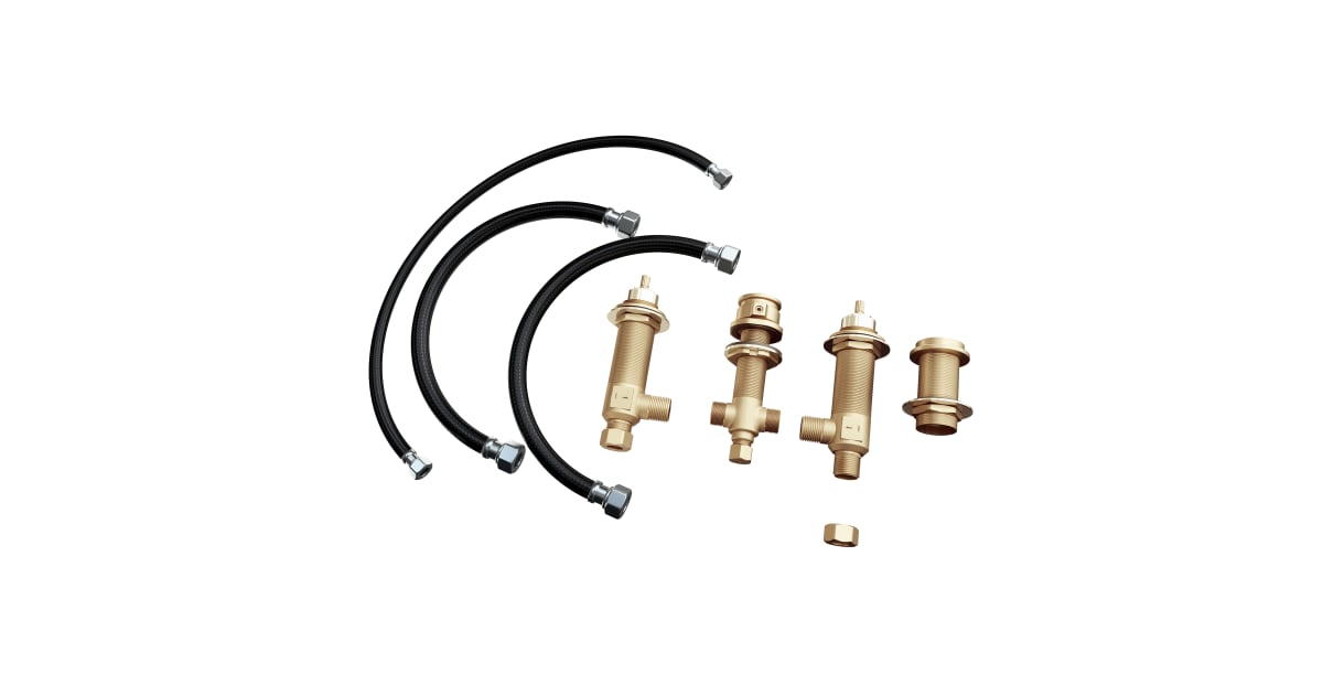 Römischer Badewannen-Füllanschluss Von Signature Hardware – 4-Loch Einbauventil Mit Praktischer Handbrause Für Decke Bis 38,1 Cm