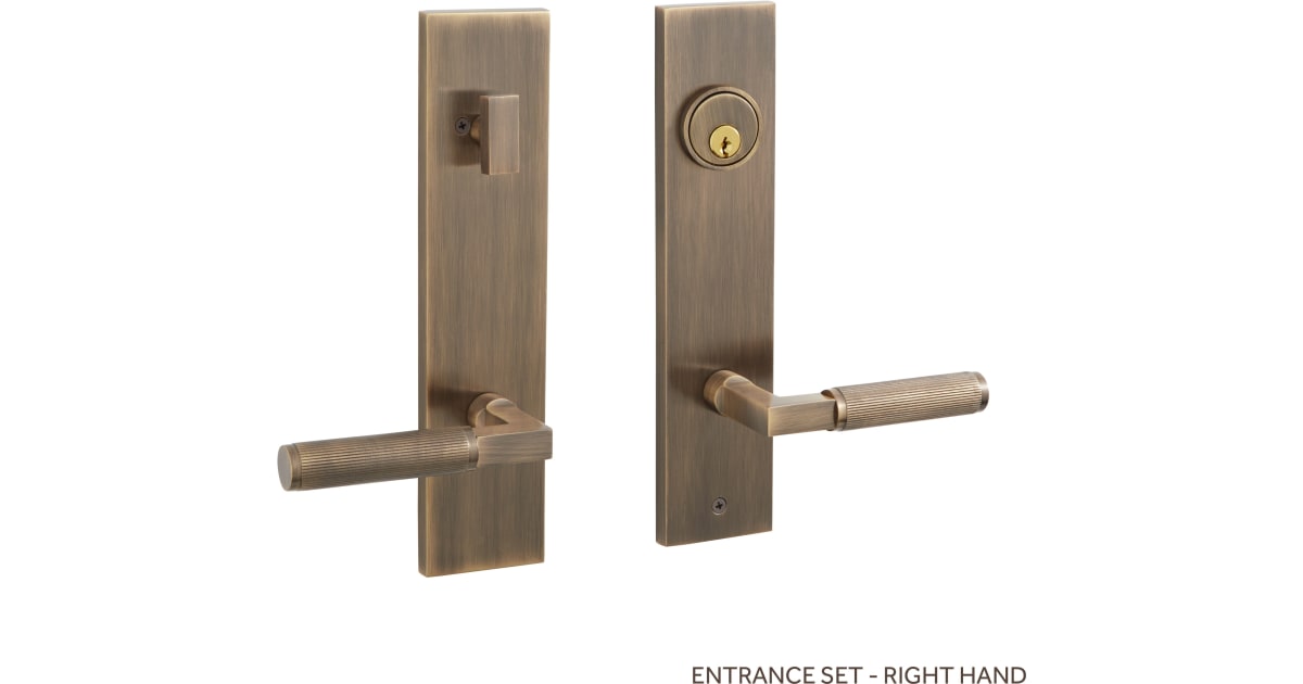 Signature Hardware 455533 Satin Brass Tolland Right Hand Solid Brass  Passage Door Knob Set with 2-3/4 Backset 