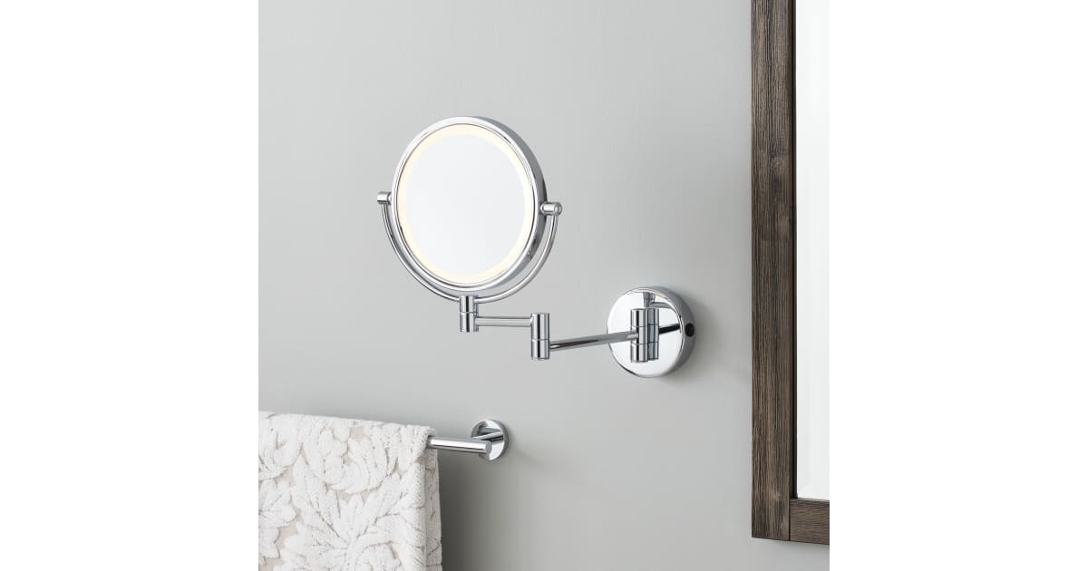 Signature Hardware 481279 Harbin 9-5/8" W x 12-5/8" H Modern Circular Framed Bathroom Wall Mirror with Light | Ferguson Home