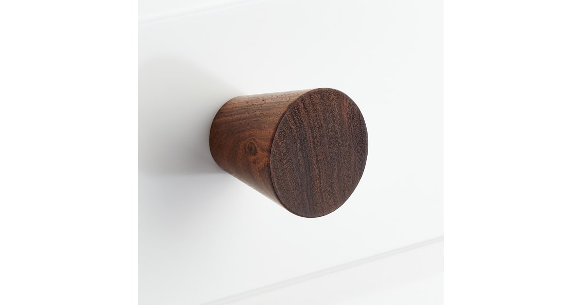 1-1/4 Valewood Wooden Tapered Cabinet Knob - Walnut