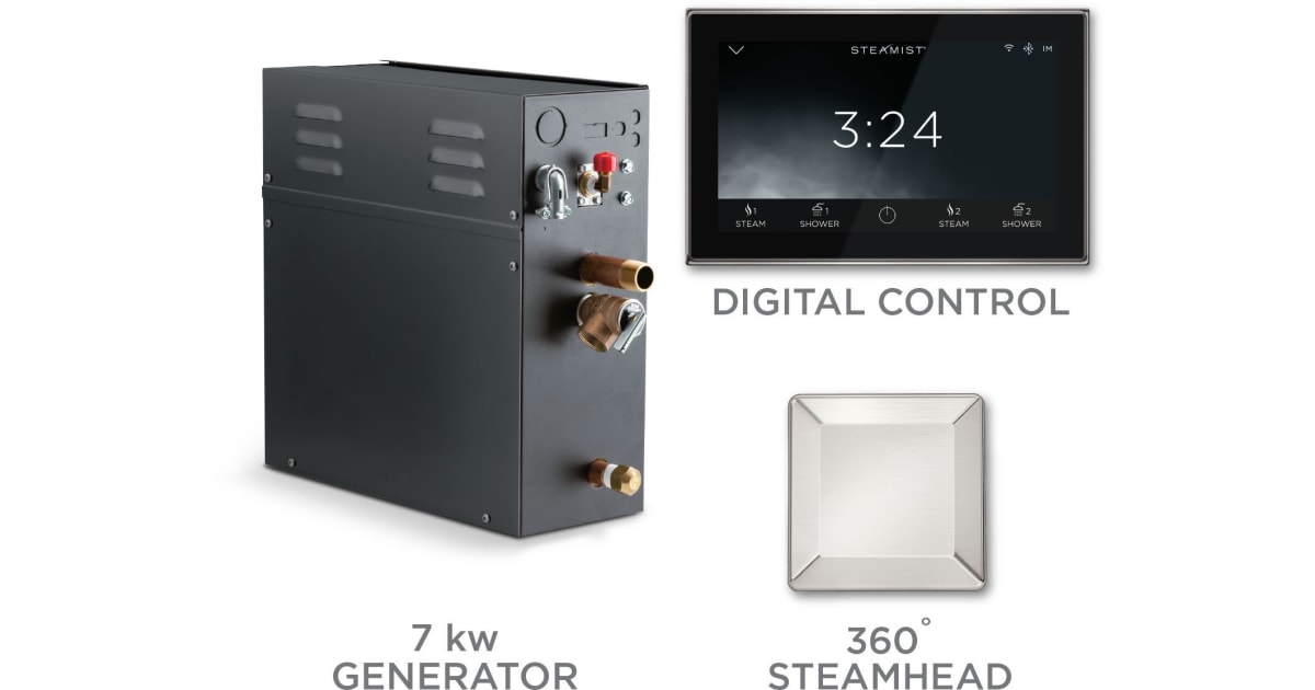 Steamist S7550MBNBK SM Plus Steam Shower Package with Square Steam Head ...