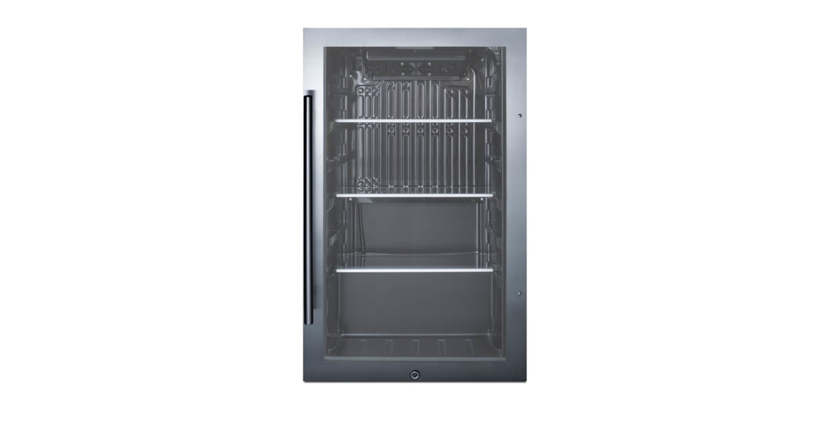  Summit Appliance SPR488BOS Commercially Approved Shallow Depth  Indoor/Outdoor Beverage Cooler, Seamless Stainless Steel Door Trim, Glass  Door, Black Interior, Front Lock, and Dial Thermostat : Appliances