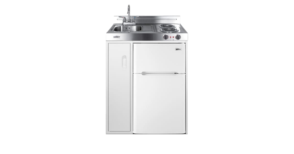 Stainless Steel Refrigerator 30 Inches Wide Summit C30EL 30 Inch Wide All-In-One Kitchen Unit - Refrigerator