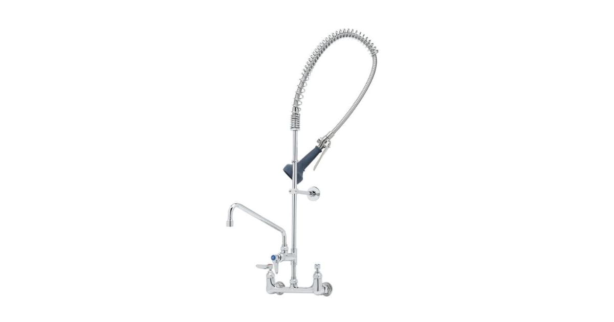 T&S Brass B-0108 Low Flow Spray Valve – Commercial Kitchen Pre-Rinse Faucet Sprayer, 1.07 GPM, Polished Chrome, Stainless Steel Trigger – DOE Compliant