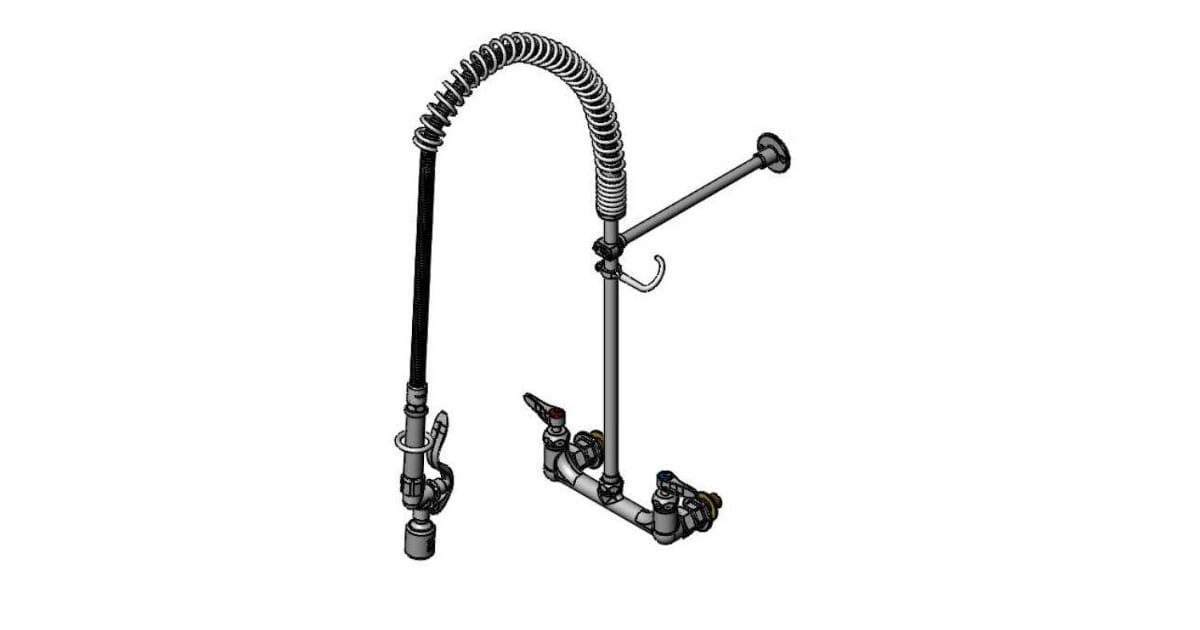 T And S Brass B 2455 CR C Pre Rinse 8 Wall Mounted Food Service Faucet t-and-s-brass-b-2455-cr-c-pre-rinse-8-wall-mounted-food-service-faucet