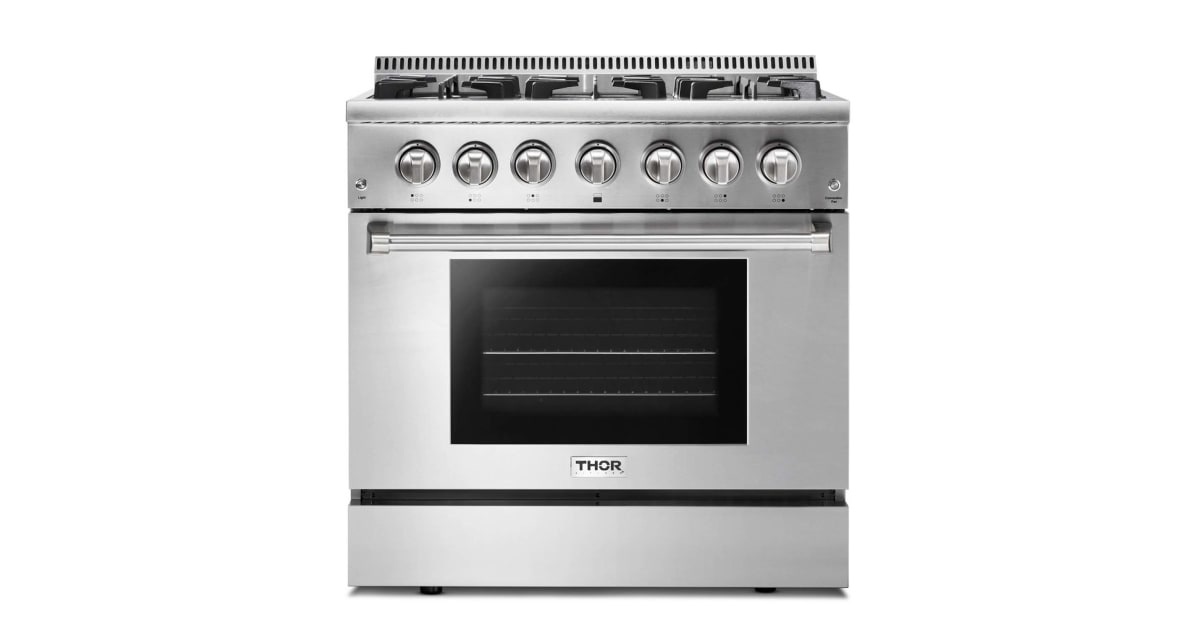Thor Kitchen 36 Professional Dual Fuel Range in Stainless Steel Hrd3606u