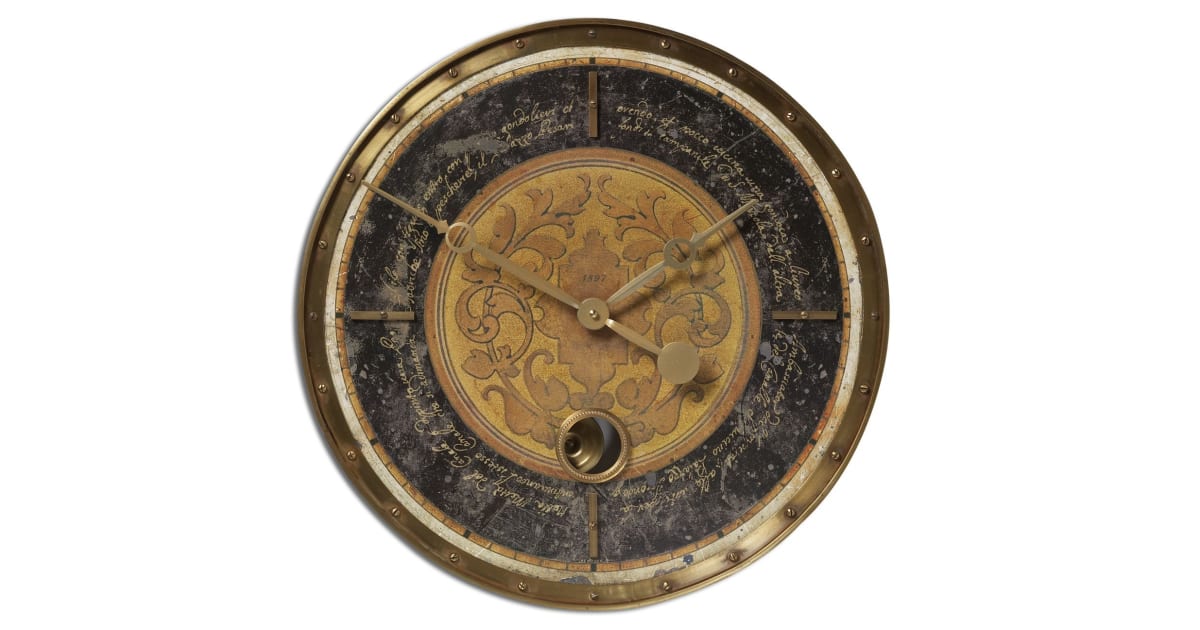 Uttermost 06005 Leonardo Script Black Clock | Ferguson Home