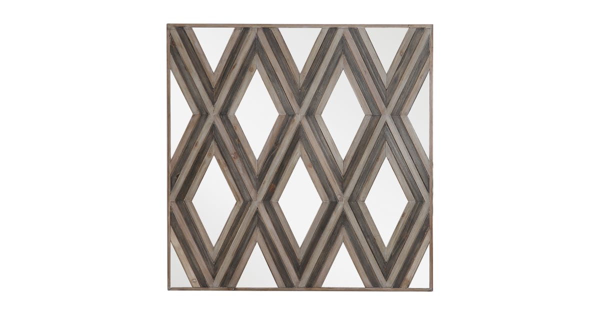 Uttermost 04181 Tahira 36" Square Modern Rustic Diamond Patterned Decorative Wall Mirror | Build.com