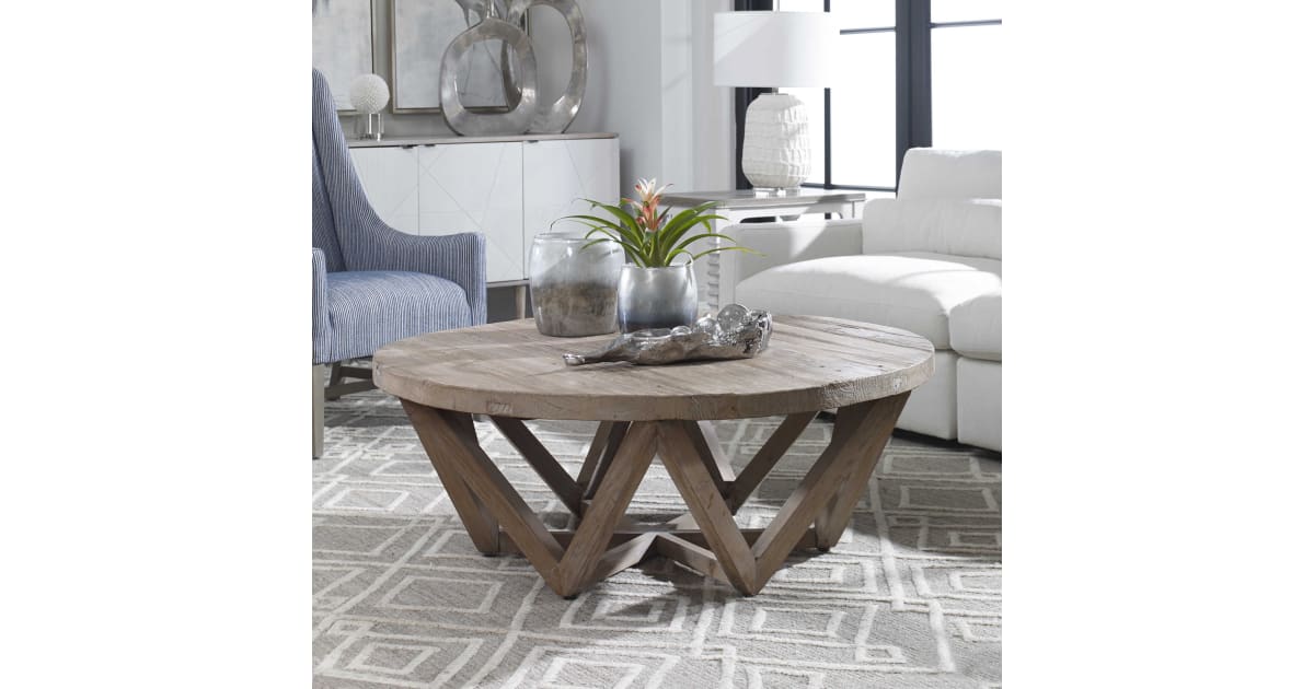 Uttermost lark round wood online coffee table 25433