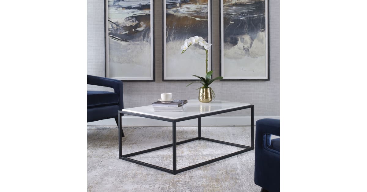 Uttermost 25191 Vola 40" Wide Iron and Marble Coffee Table | Build.com