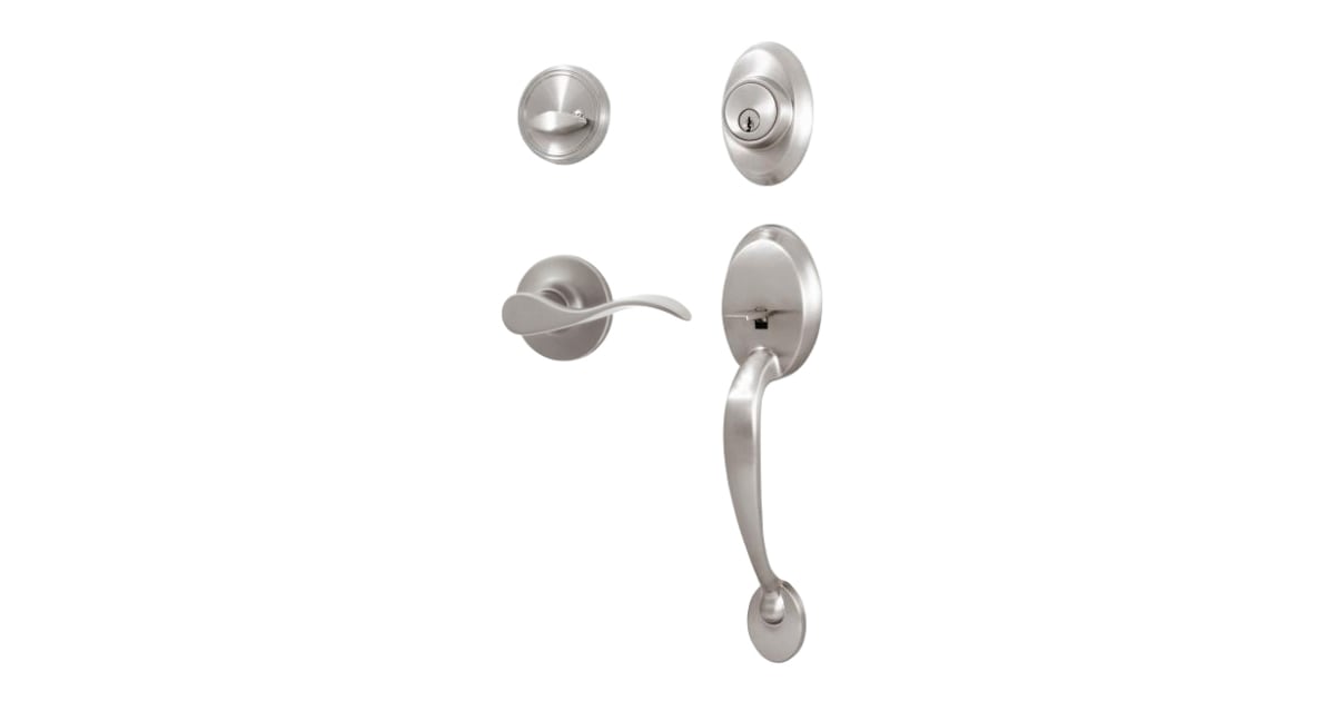 Premiere Essentials Hillcrest Single Cylinder Satin Nickel Door Handleset with Bristol Lever