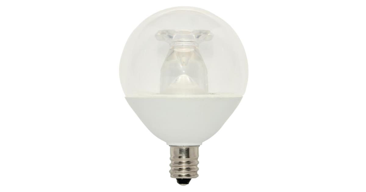 TCP LED4E12G1627K 4-Watt LED E12 Chandelier Base 2700K Dimmable Clear G16 Globe Lamp Case of 6 