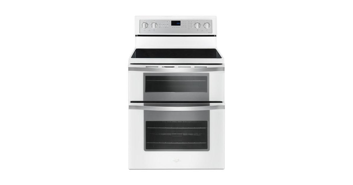 Whirlpool white double oven electric range store