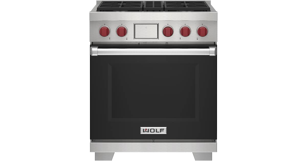 Wolf DF30450/BK/P 30 Inch Wide 5.1 Cu. Ft. Free Standing Dual Fuel ...