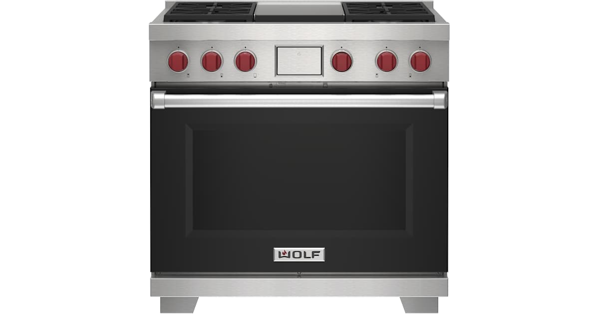 Wolf Rt36 Wolf DF36450G/BK/P/LP 36 Inch Wide 6.3 Cu. Ft. Free Standing Dual Fuel ...