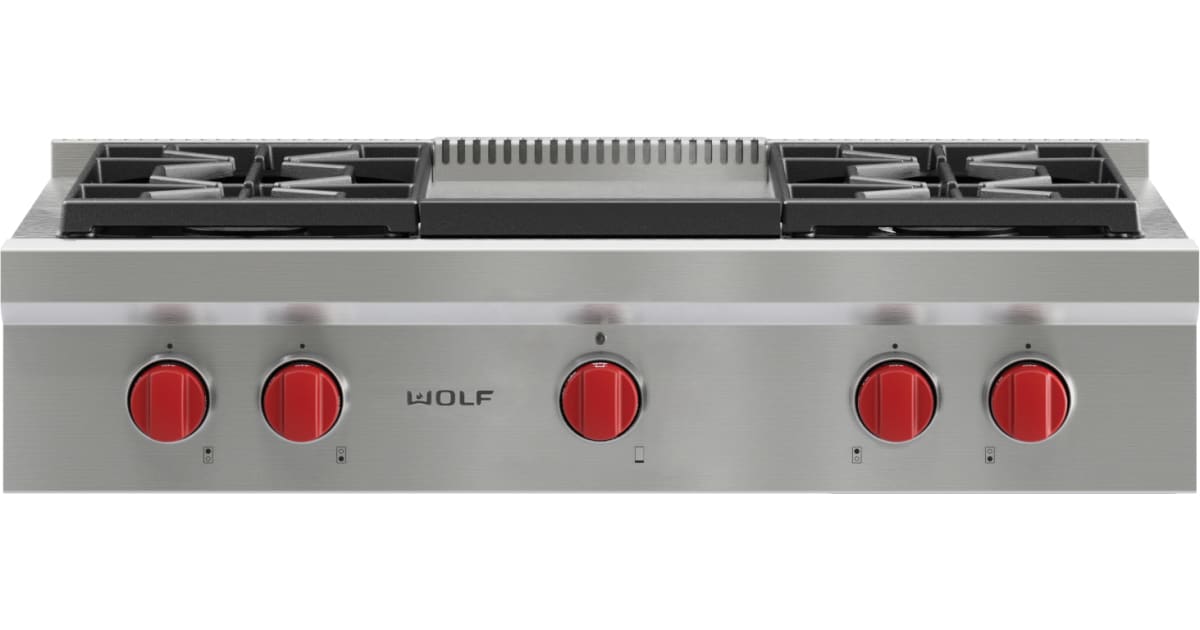 Wolf gas stove with griddle outlet